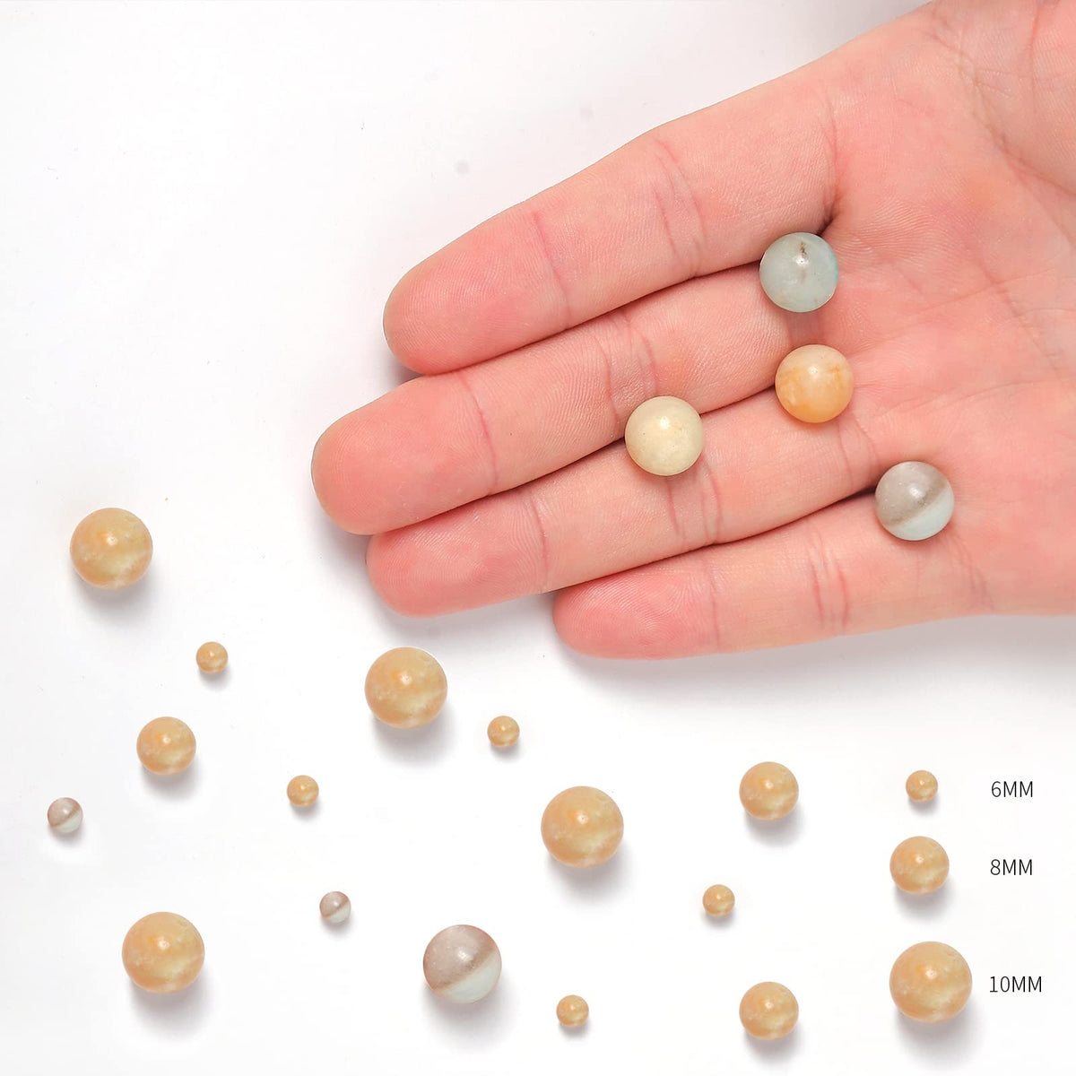60pcs 6mm Natural Amazonite Gemstone Beads Energy Healing Crystal Round Loose Stone Beads for Jewelry Making, DIY Bracelets Necklaces
