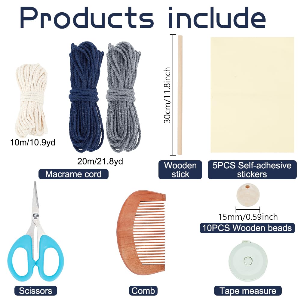 FREEBLOSS Macrame Leaf Wall Hanging Kit Boho Wall Hanging Macrame Tapestry DIY Macramé Art for Beginners Macramé Boho Decor for Room Decor Adults Gift