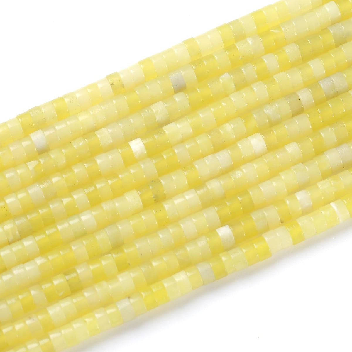 150pcs 2x4mm Natural Lemon Jades Stone Tube Shape Beads Loose Flat Round Cylinder Flat Spacer Green Stone Beads for Bracelet Earrings Jewelry Making