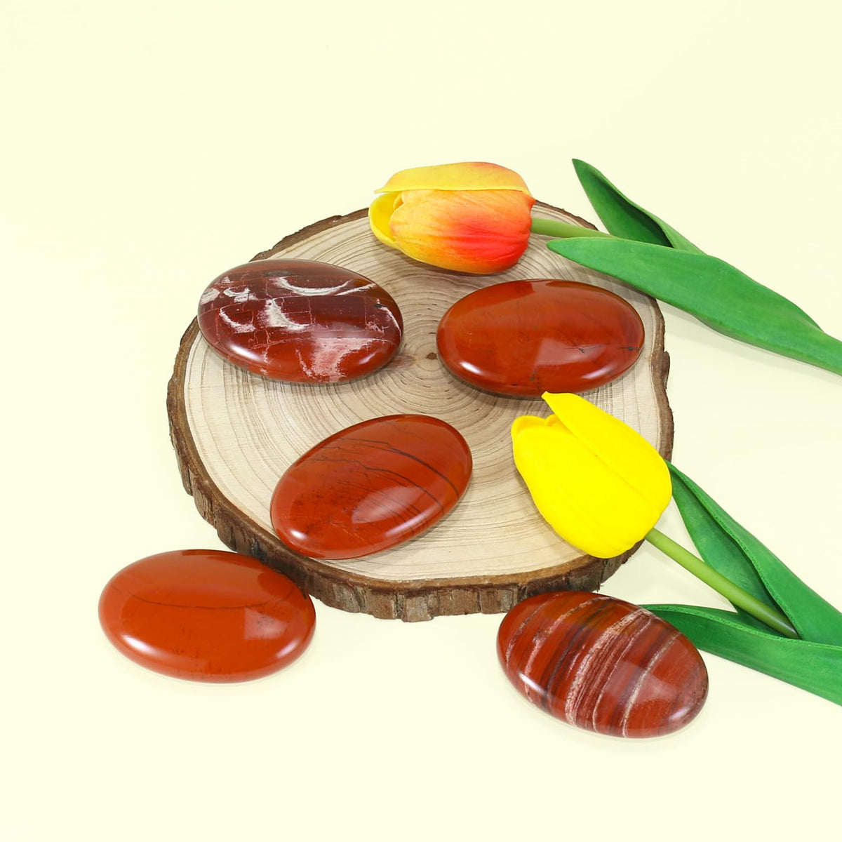 Nvzi Red Jasper Crystal Palm Stone, Worry Stones, Crystals and Healing Stones, Polished Rocks, Natural Gemstones, Chakra Stones for Healing Crystals Daily Use