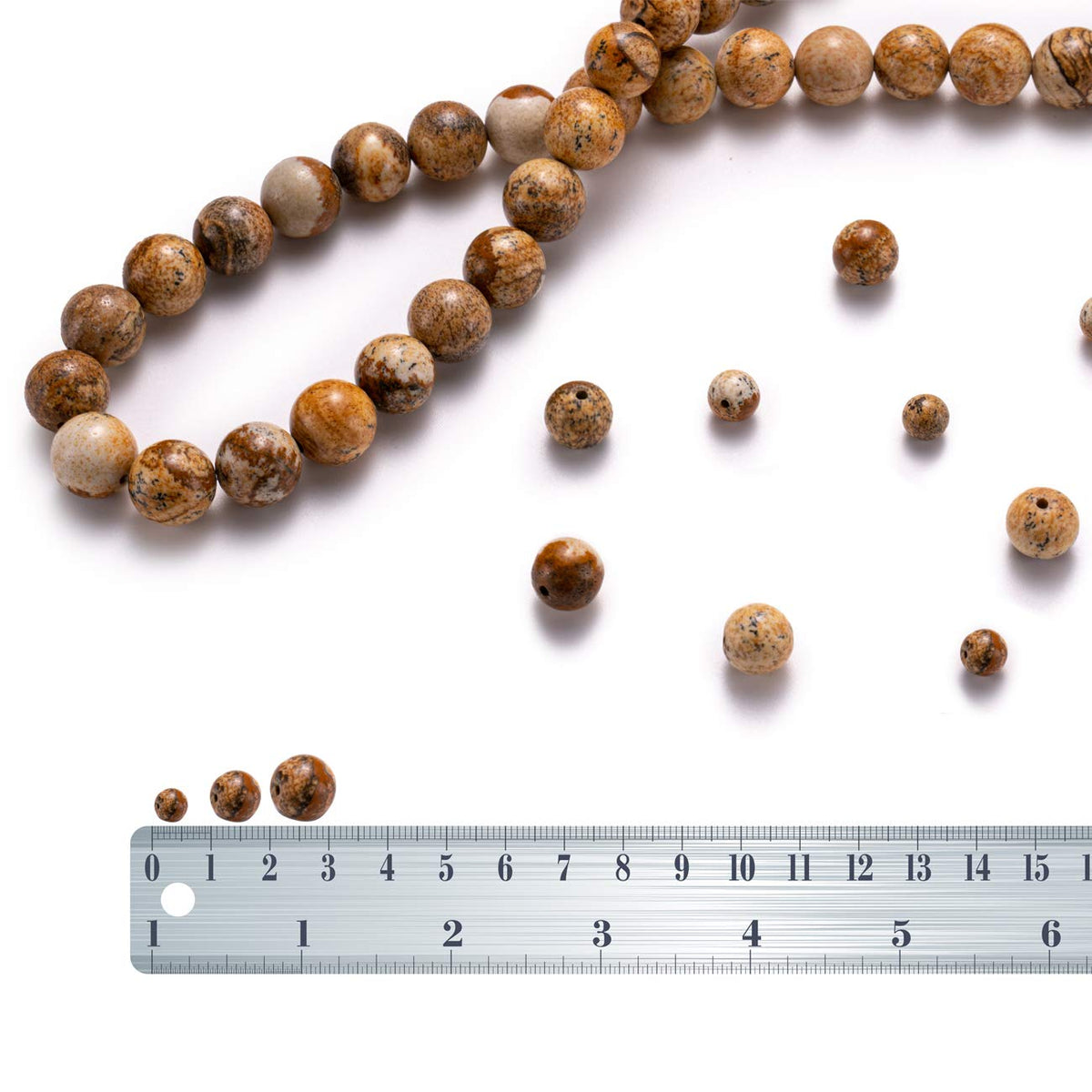 BEADIA Natural Brown Picture Jasper Stone Round Loose Semi Gemstone Beads for Jewelry Making 10MM 38PCS