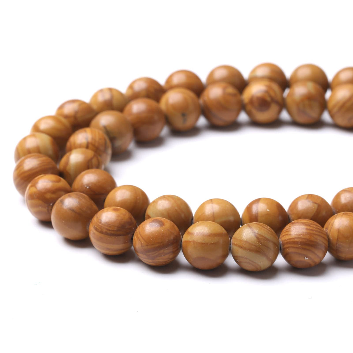 45PCS 8MM Natural Woodgrain Jasper Stone Beads Round Shape Suitable for Jewelry DIY Bracelet 15 Inches