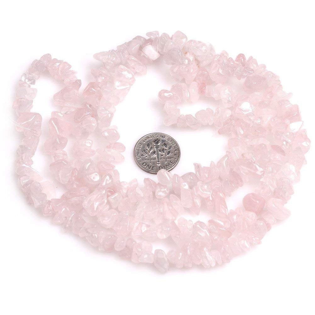 HAAMIIQII 5-8mm Natural Rose Quartz Chips Beads Crystal Irregular Chip Stones Loose Gemstone Beads for Jewelry Making Strand 30 Inch