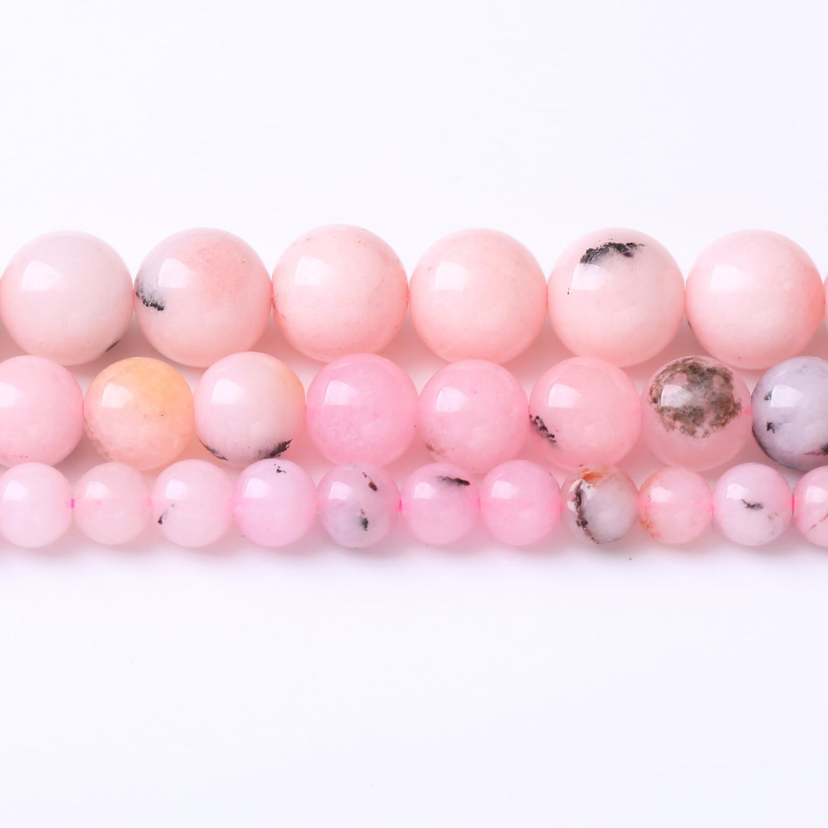 8MM Pink Bamboo Round Loose Beads Natural Gem Beads Crystal Energy Stone Beads for Jewelry Making DIY Bracelet Necklaces
