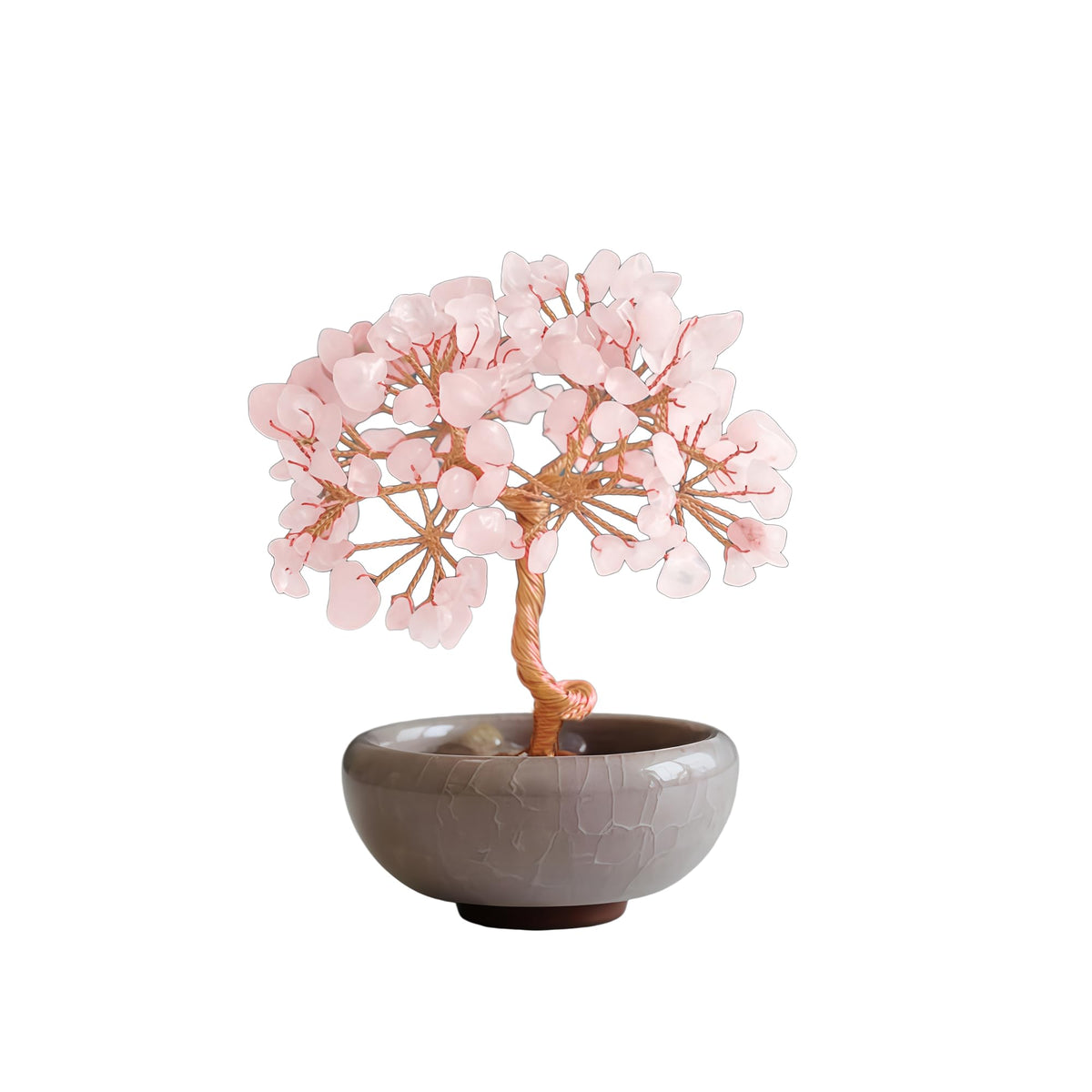 Rose Quartz Tree of Life Crystal Decor, Healing Gem Tree for Home Office Crystal Tree with Rose Quartz Base Pink Gemstone Tree of Life Decor