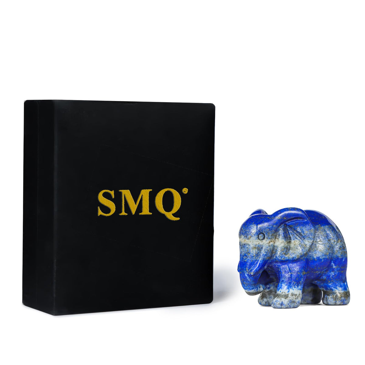 SMQ Lapis Lazuli Crystal Elephant Statue - 2'' Blue Healing Stone Figurine for Desk Decor,Office Decor for Women,Elephant Gifts,Spiritual Animal Carvings Home Ornament