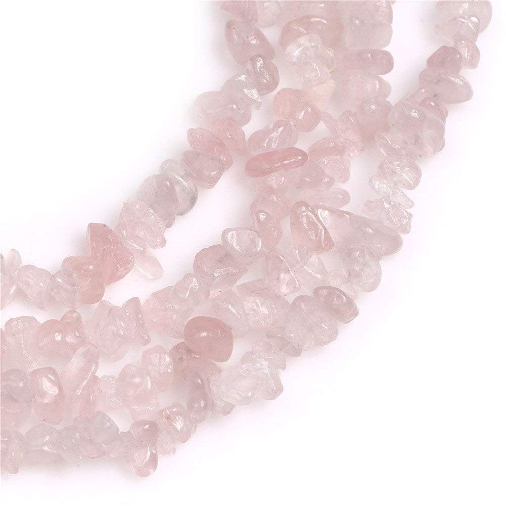 HAAMIIQII 5-8mm Natural Rose Quartz Chips Beads Crystal Irregular Chip Stones Loose Gemstone Beads for Jewelry Making Strand 30 Inch