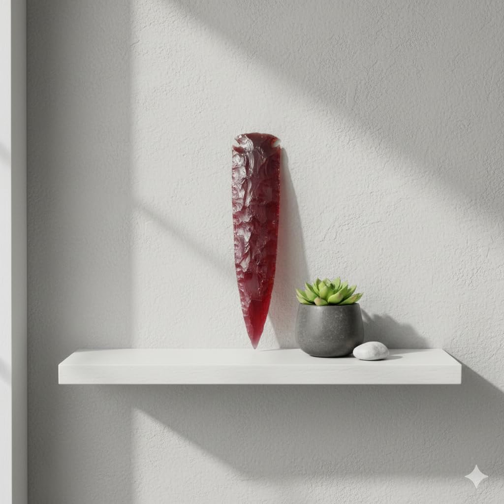 ForestOfCrystals 6 Inch Large Red Obsidian Arrowhead – Handcrafted Crystal Spearhead – Decorative Healing Stone Point for Protection, Meditation, and Home Decor Authentic Gemstone