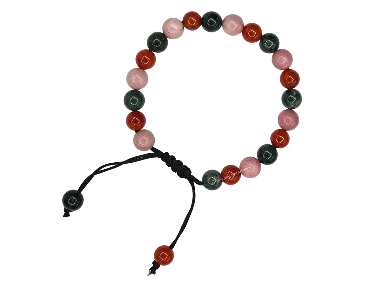 Amazing Gemstone Immunity Manifestation Bracelet - Carnelian Rhodonite Moss Agate Bracelet Set for Men Women Healing Calming Anxiety Stress Relief Gifts Pulseras Para Hombres Mujer Stocking Stuffers