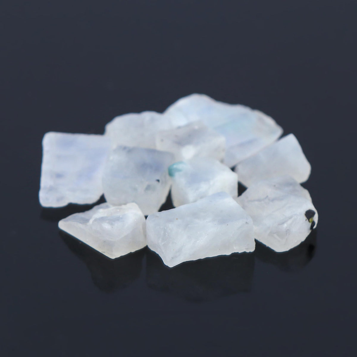 Gemkora 10pcs Natural Rainbow Moonstone Rough Gemstone, Raw Crystals, Moonstone Rock, Jewelry Making Supplies, Chakra Healing Crafts & DIY Stone (12-18 mm)