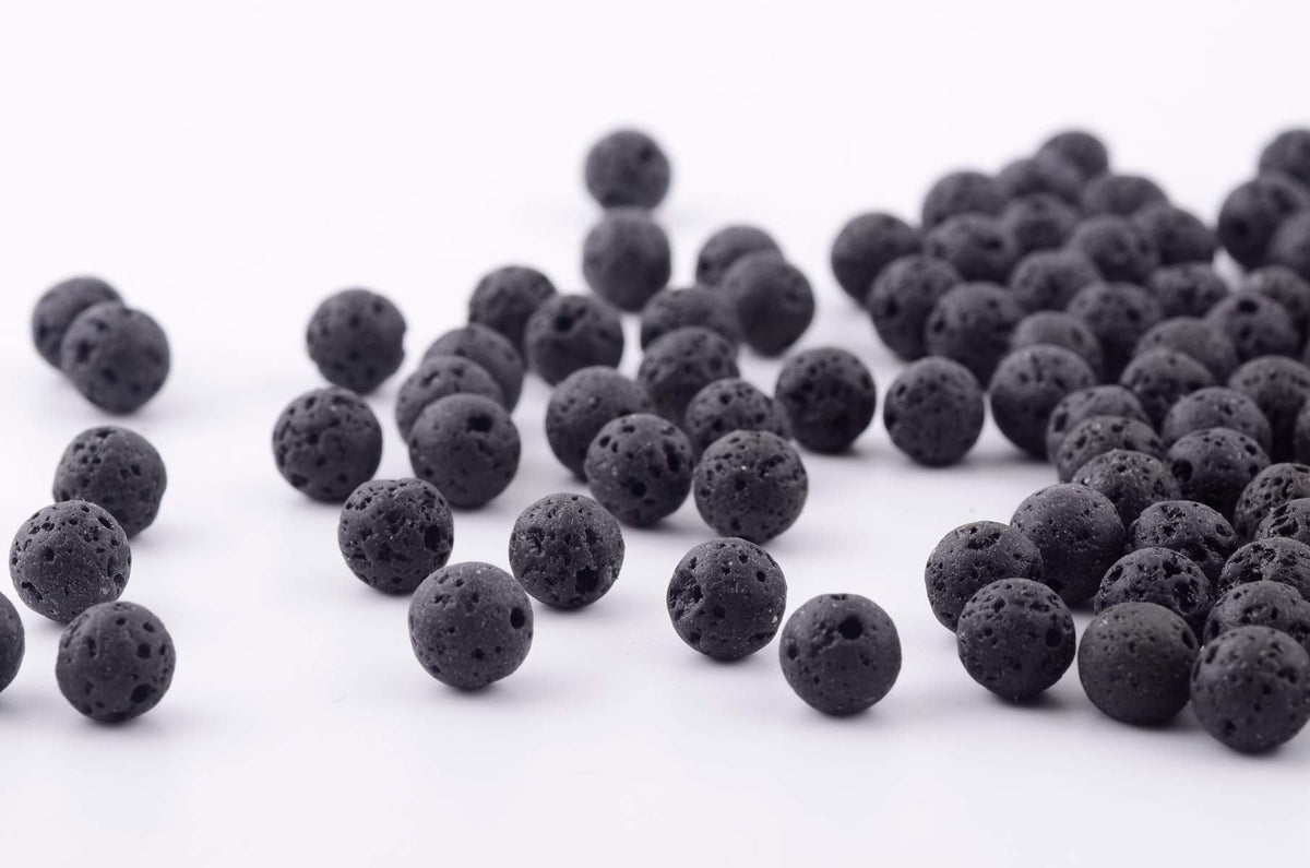 Natural Stone Beads 100pcs 6mm Black Lava Round Genuine Stone Beading Loose Gemstone Hole 1mm DIY Beads for Essential Oil Yoga Bracelet Necklace Earrings Jewelry Making (Black Lava Stone Beads,6mm)