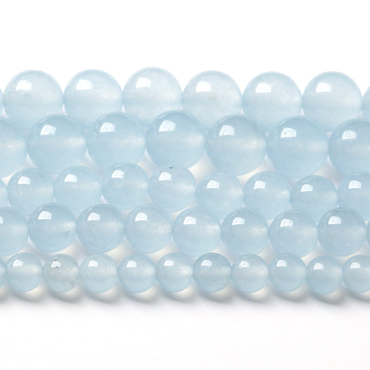 8MM 46PCS Natural Stone Light Blue Chalcedony Loose Beads for Jewelry Making DIY Bracelet Necklace