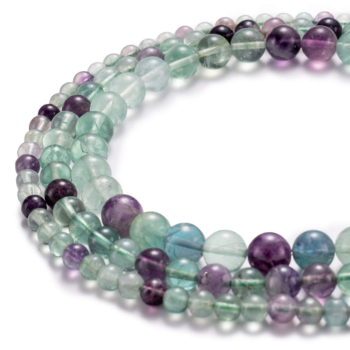 BEADIA Natural Fluorite Stone Round Loose Semi Gemstone Beads for Jewelry Making 6MM 61PCS