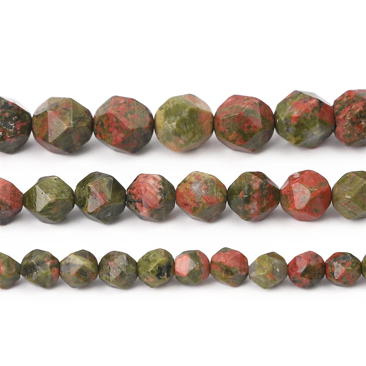 BEADIA Faceted Natural Unakite Stone Round Beads 6mm 36cm/Strand for Jewelry Making
