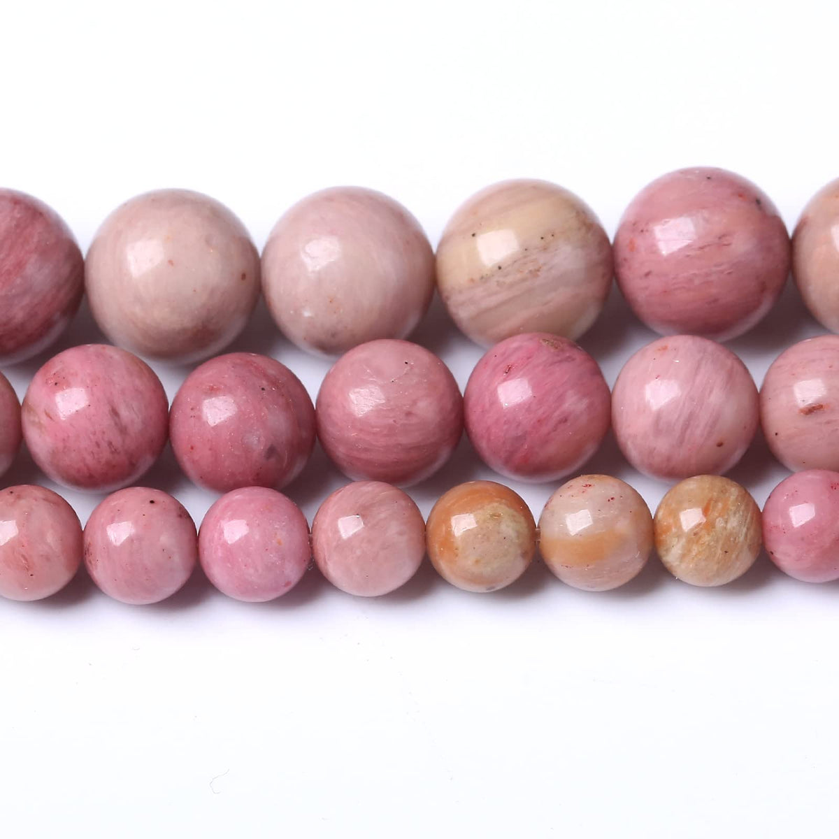 45PCS 8MM Natural Rhodonite Beads Round Loose Stone Beads for Jewelry Making DIY Energy Stone Healing Power Bracelet 15"