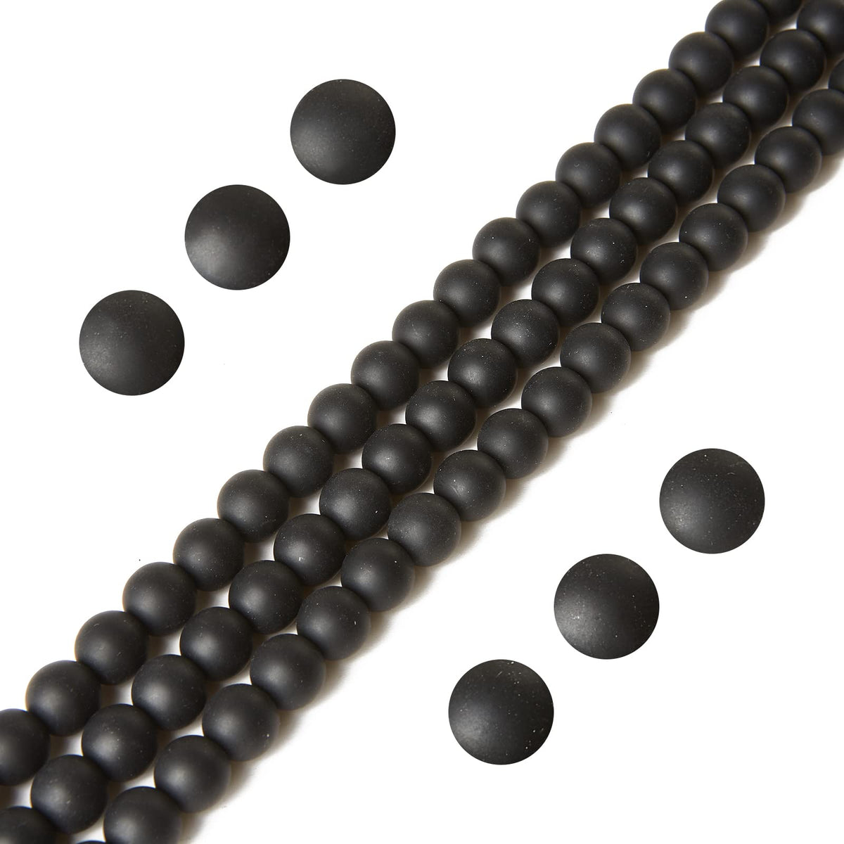 60pcs 6mm Matte Black Beads Natural Gemstone Beads Round Loose Beads for Jewelry Making