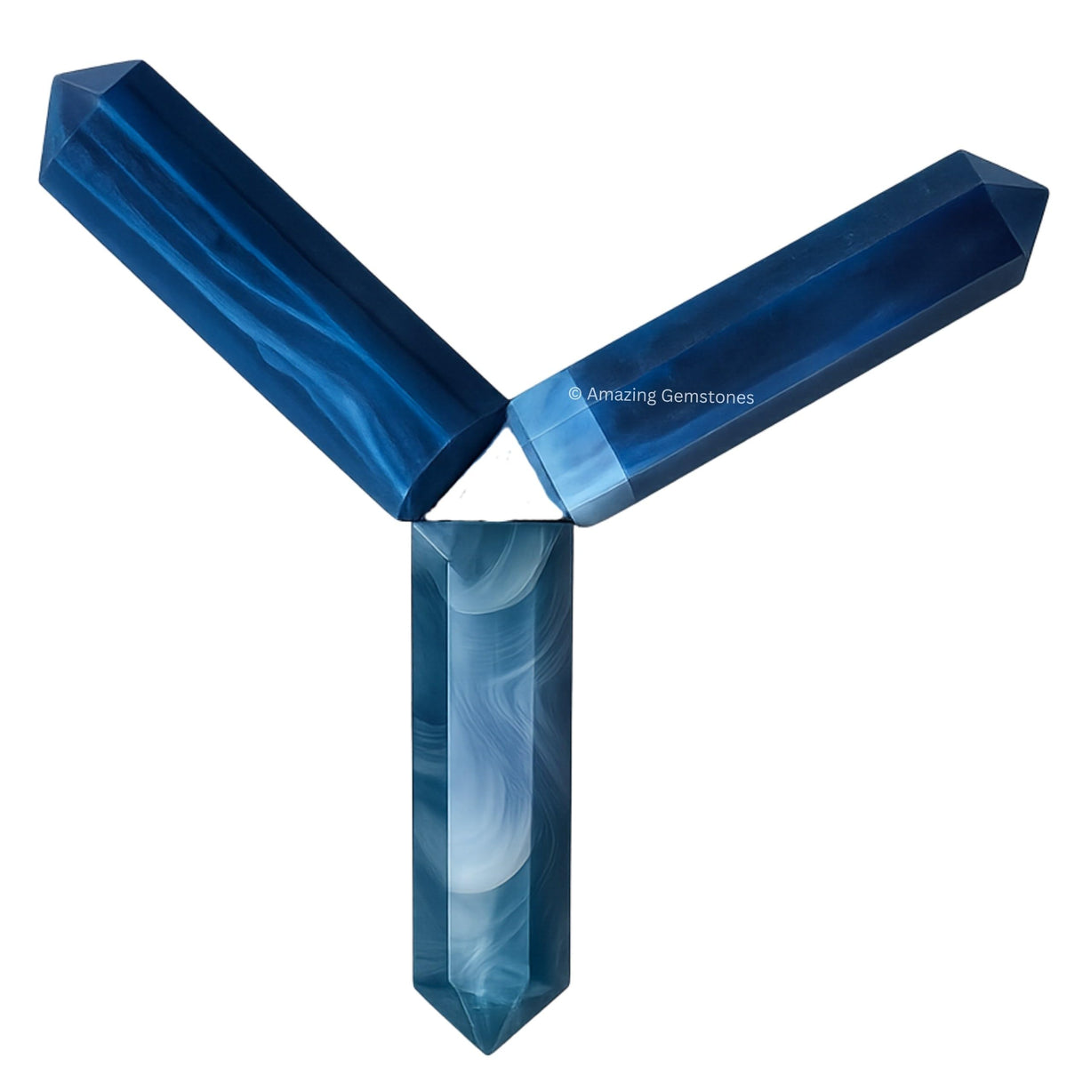 Amazing Gemstone Blue Onyx Crystal Points Bulk Healing Crystals & Stones - Pack of 3 Single Terminated Healing Wand Point Bulk Crystals for Crafts, Crystal Grid, DIY Work - Premium Crystals