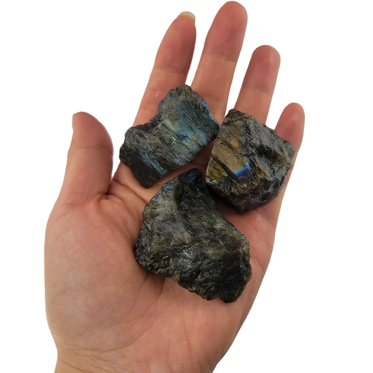 3-5Pcs Labradorite Natural Raw Crystals 1''-2'' Rough Stones Rocks for Tumbling Polishing Cabbing Gemstones Crystals and Healing Stones for Wicca Reiki,Fountian Rocks for Decorations (Labradorite)