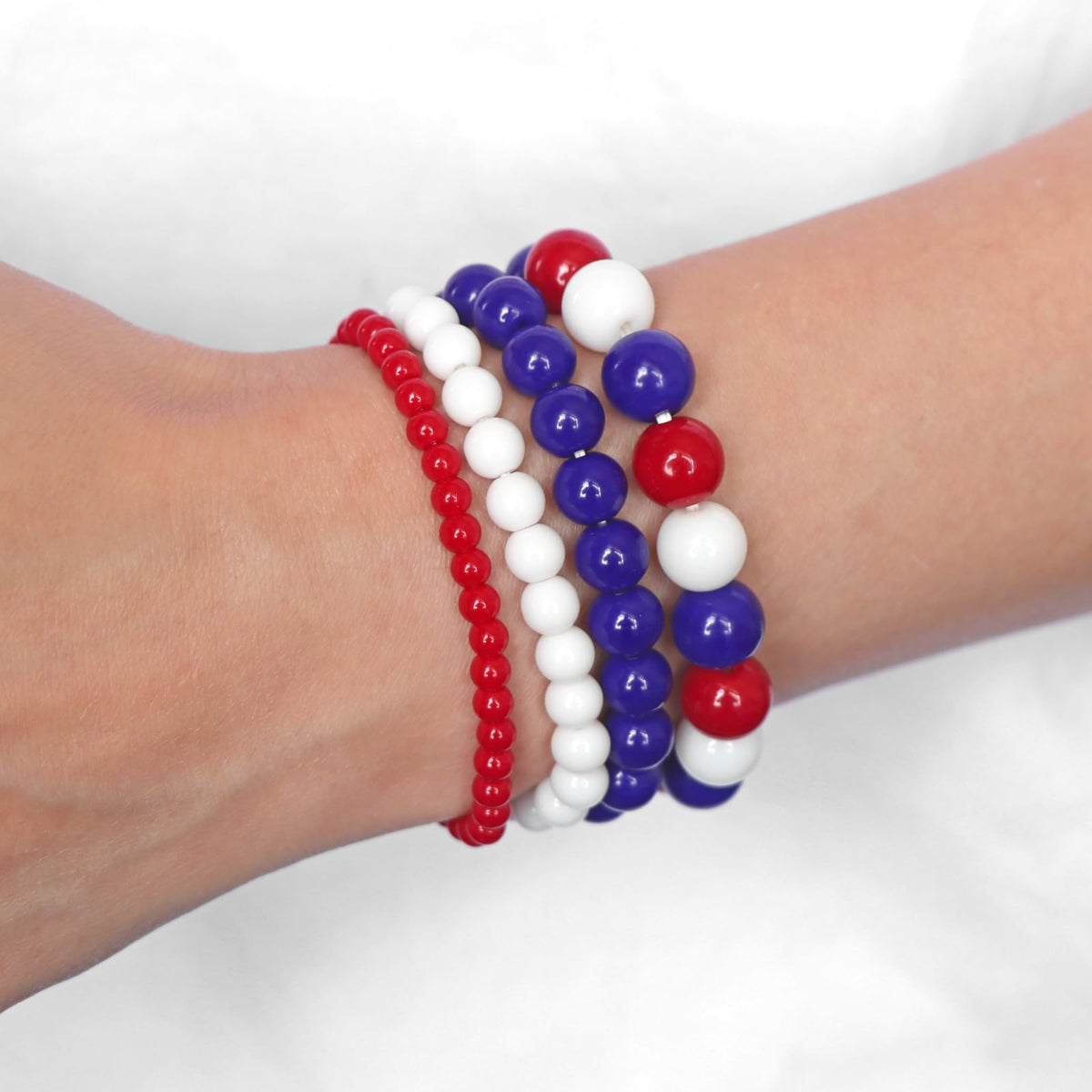 Vinswet 4pcs Beaded Bracelets for Women,Natural Healing Crystal Gemstones Bracelet,Anxiety Stress Relief Bracelet Handmade purple Jewelry Gifts for Women (Red Porcelain&White Porcelain&Green Porcelain)