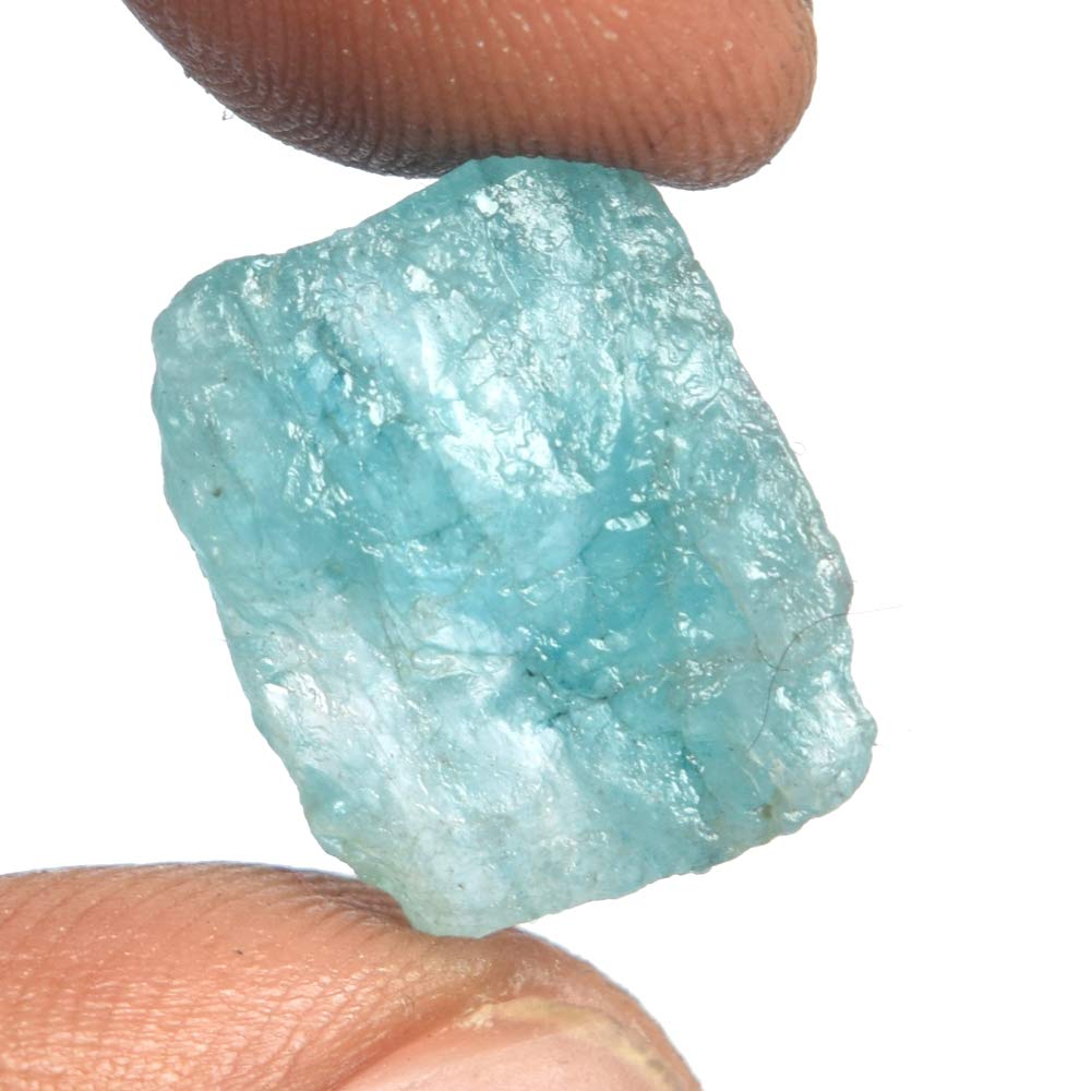 REAL-GEMS Rough Loose Gemstone Aqua Sky Aquamarine Crystal 11.00 Carat Certified Rock Stone Natural Aquamarine Healing Gem For Jewelry Making