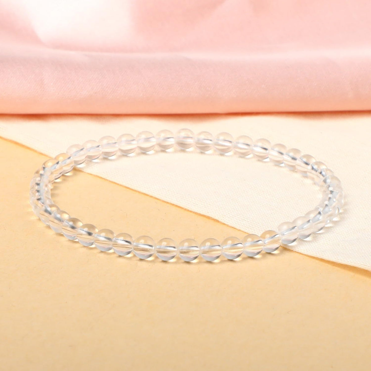 LPBeads Handmade Natural Gemstone Stretch Elastic 4mm Clear Quartz Bracelet Healing Crystal Round Stone Beads Jewelry Gifts for Women Men