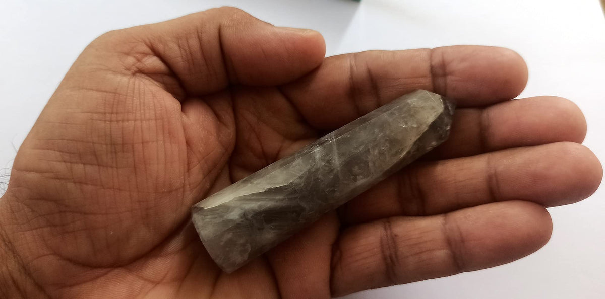WholesaleGemShop 3 Inch Indian Smoky Quartz Gemstones Obelisk Tower Jumbo Facet Aura Rock Crystal Natural Polished Earth Wand Spirit
