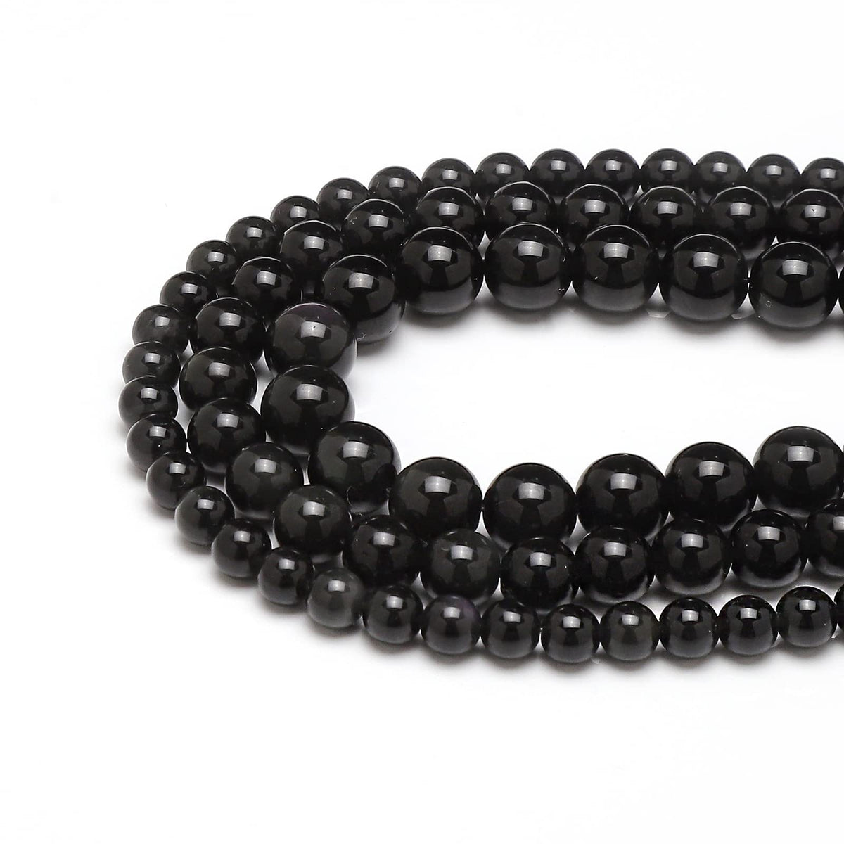 60pcs 6mm Natural Black Obsidian Gemstone Beads Energy Healing Crystal Round Loose Stone Beads for Jewelry Making, DIY Bracelets Necklaces