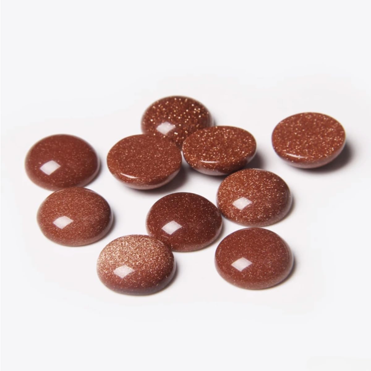 20pcs 14mm Natural Stone No Hole Gold Sandstone Semicircle Smooth Cabochons Beads Healing Chakra Crystal Stone Bead for Jewelry Making Rings Earrings Necklace Bracelet DIY Crafts