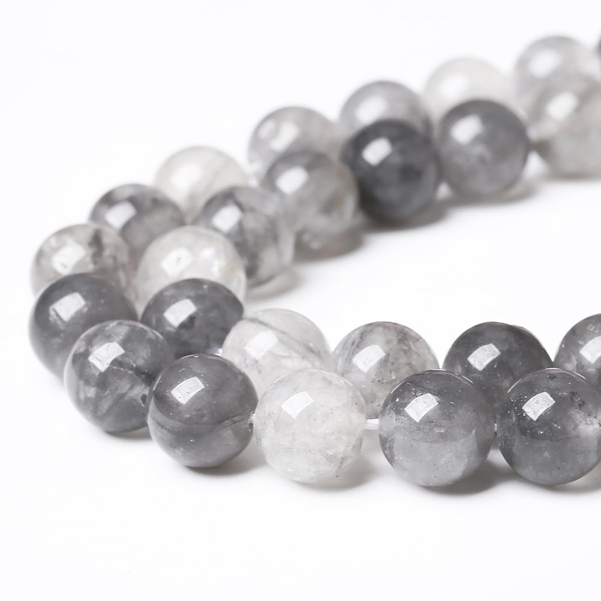 45pcs 8mm Natural Grey Cloud Crystal Stone Beads for Jewelry Making Energy Healing Power Stone Beads DIY Bracelet Necklace Accessories 15"(8mm, Grey Cloud Crystal)