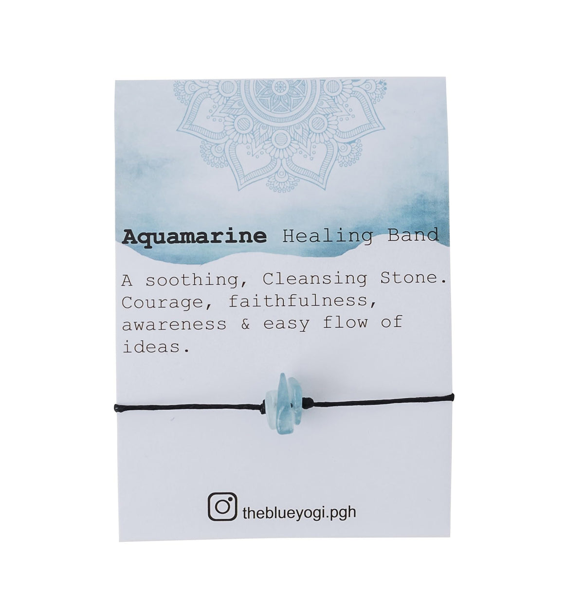 The Blue Yogi Aquamarine Healing Bracelet Anklet, Adjustable Cord Crystal Bracelet for Women Men, Spiritual Protection Jewelry with Affirmation Card