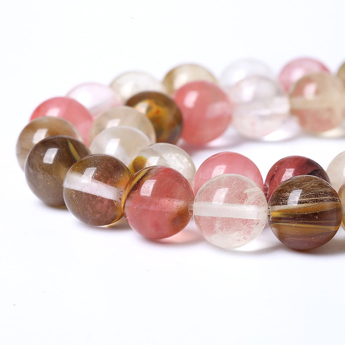 46PCS 8mm Natural Stone Beads Watermelon Tourmaline Gemstone Round Loose Spacer Beads for Jewelry Making DIY Bracelet Necklace 15 Inch,Energy Stone Healing Power