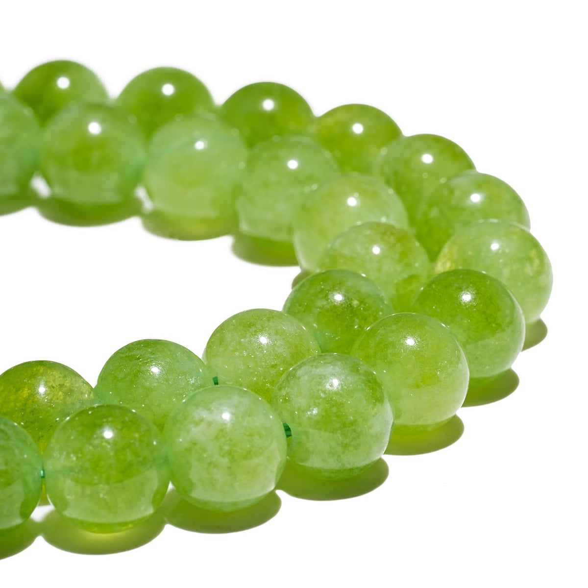 8mm Natural Green Peridot Gemstone Beads Polished Round Smooth Stone Beads for Bracelets Jewelry Making 15inch Loose Beads