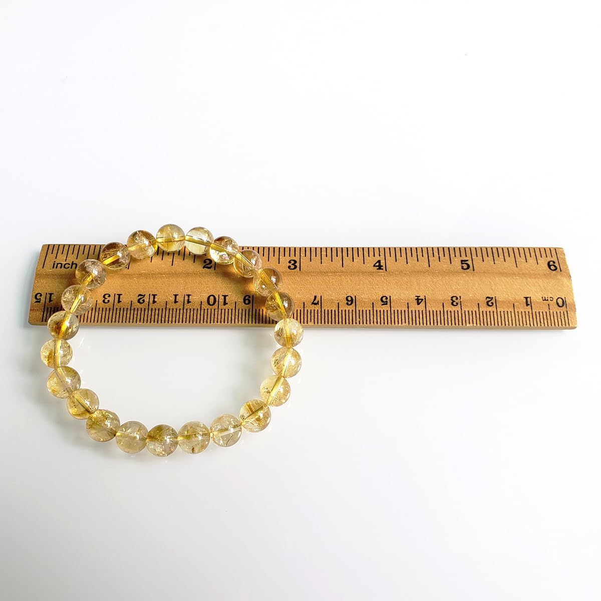 chengmu 8mm Citrine Stretch Bracelet Round Stone Beads for Crystal Elastic Beaded Bracelet 7.5"