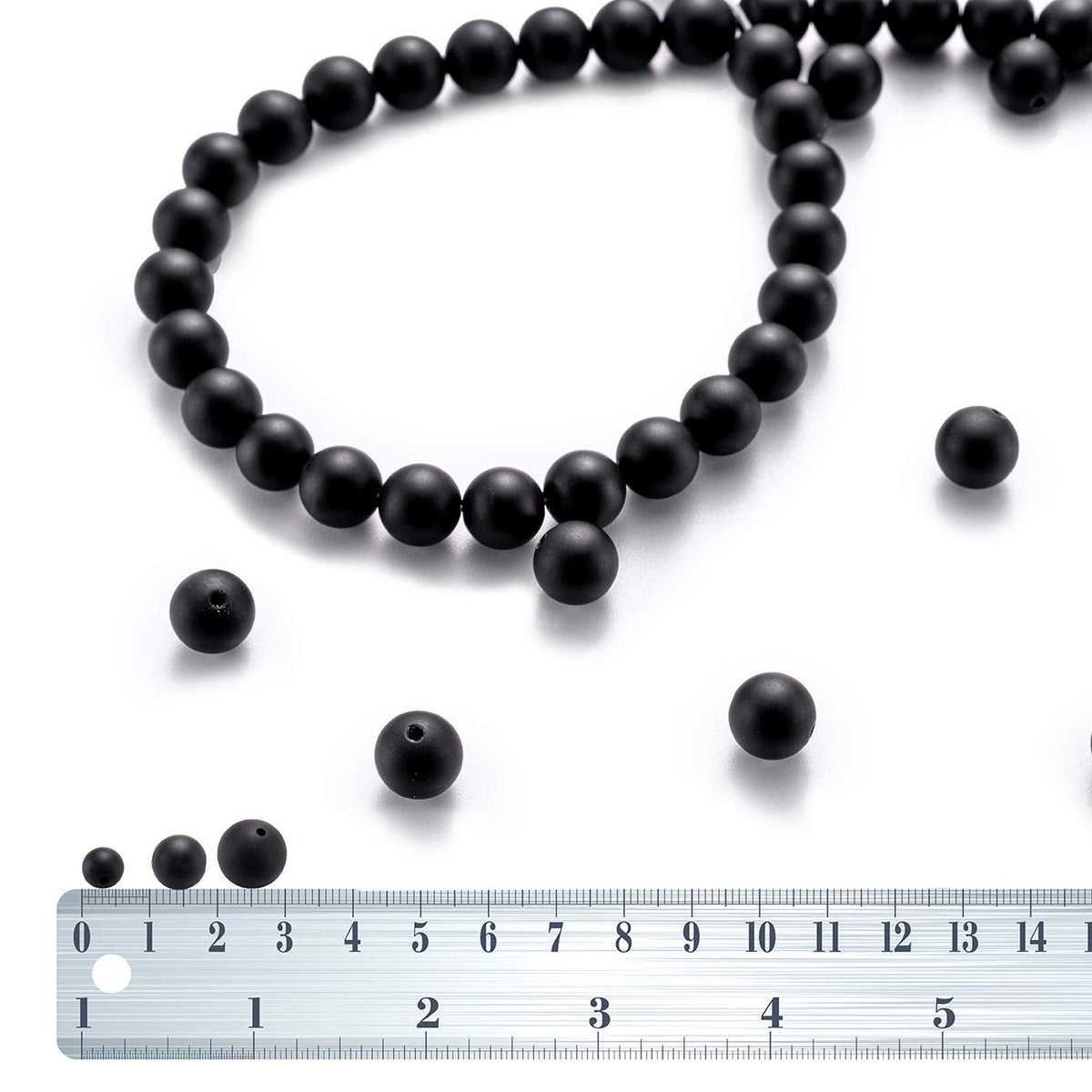 BEADIA Matte Black Onyx Natural Stone Round Loose Semi Gemstone Beads for Jewelry Making 6MM 61PCS