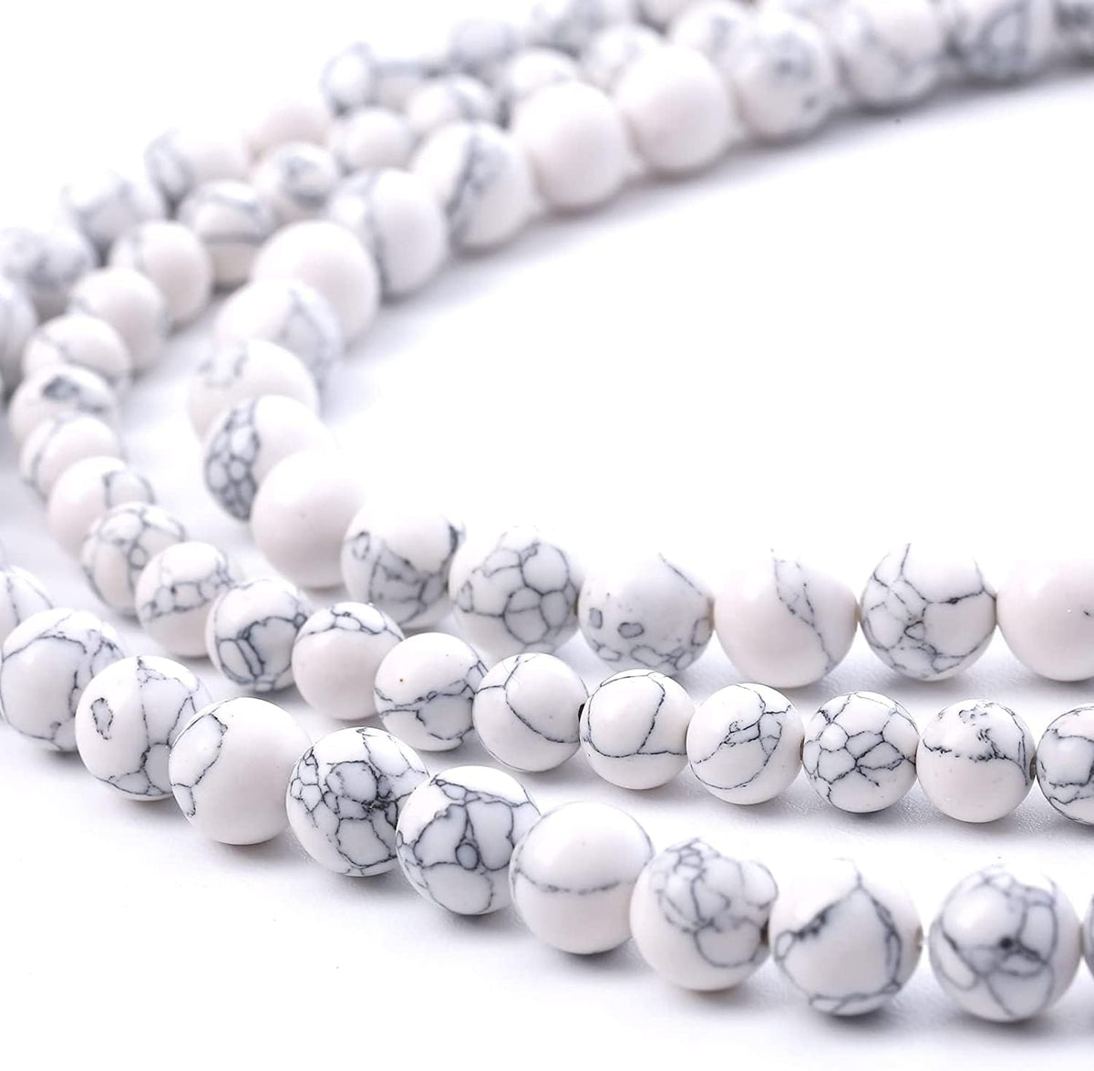 90PCS 4MM AAA White Howlite Turquoises Stone Beads Natural Gemstone Bead Crystal Healing Energy Jewelry Making DIY 15 inches