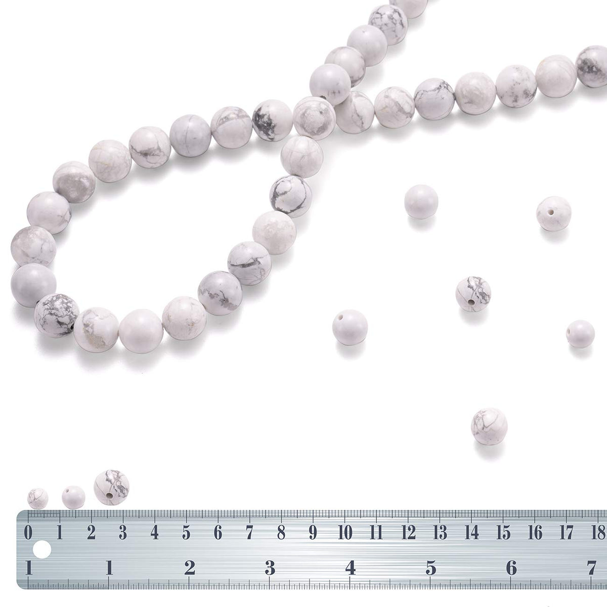 BEADIA Natural White Howlite Stone Round Loose Semi Gemstone Beads for Jewelry Making 4MM 89PCS