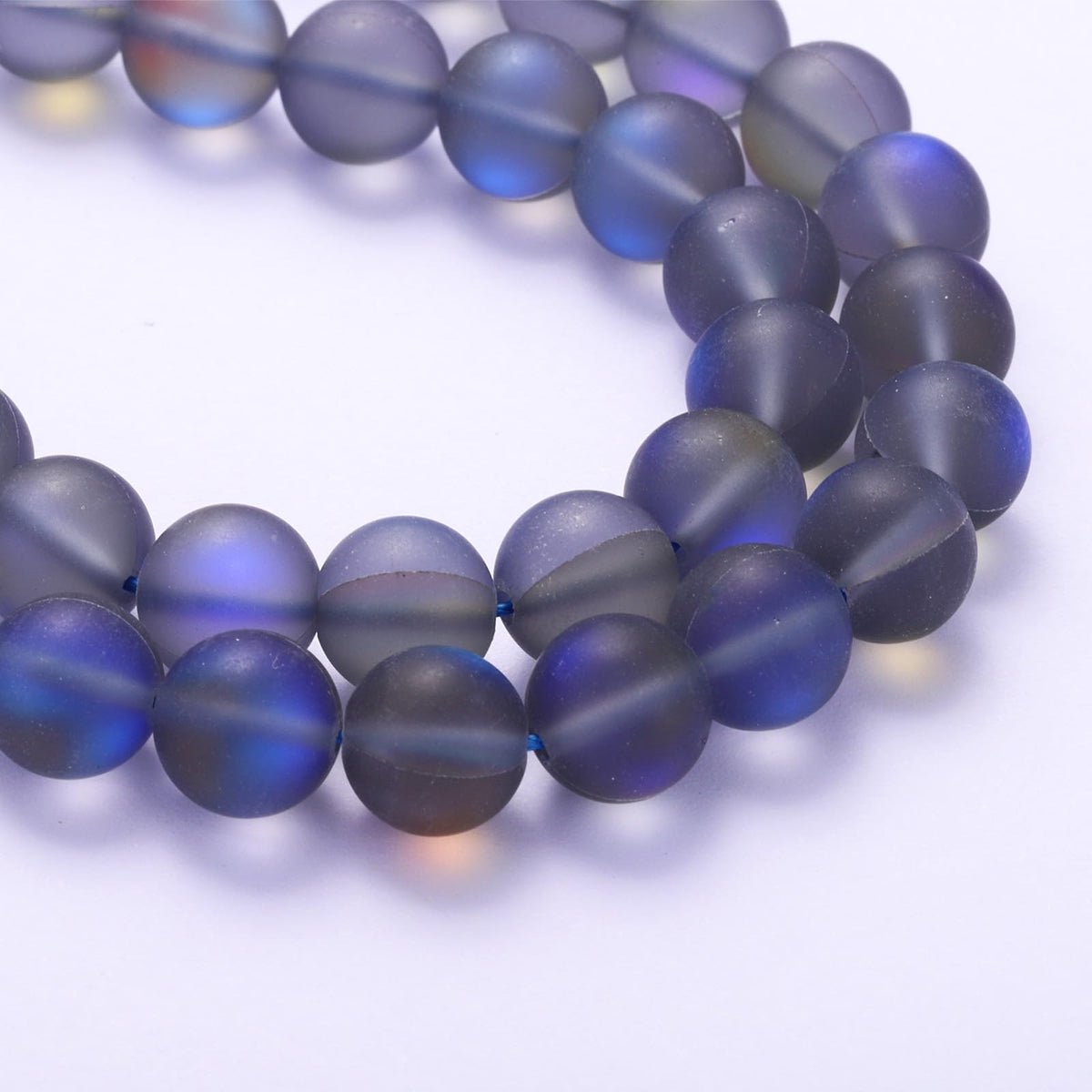uxcell Matte Crystal Glass Beads 6mm Synthetic Frosted Shining Semi-Precious Round Loose Beads Synthetic Moonstone for Jewelry Making DIY Bracelet, Gray Blue
