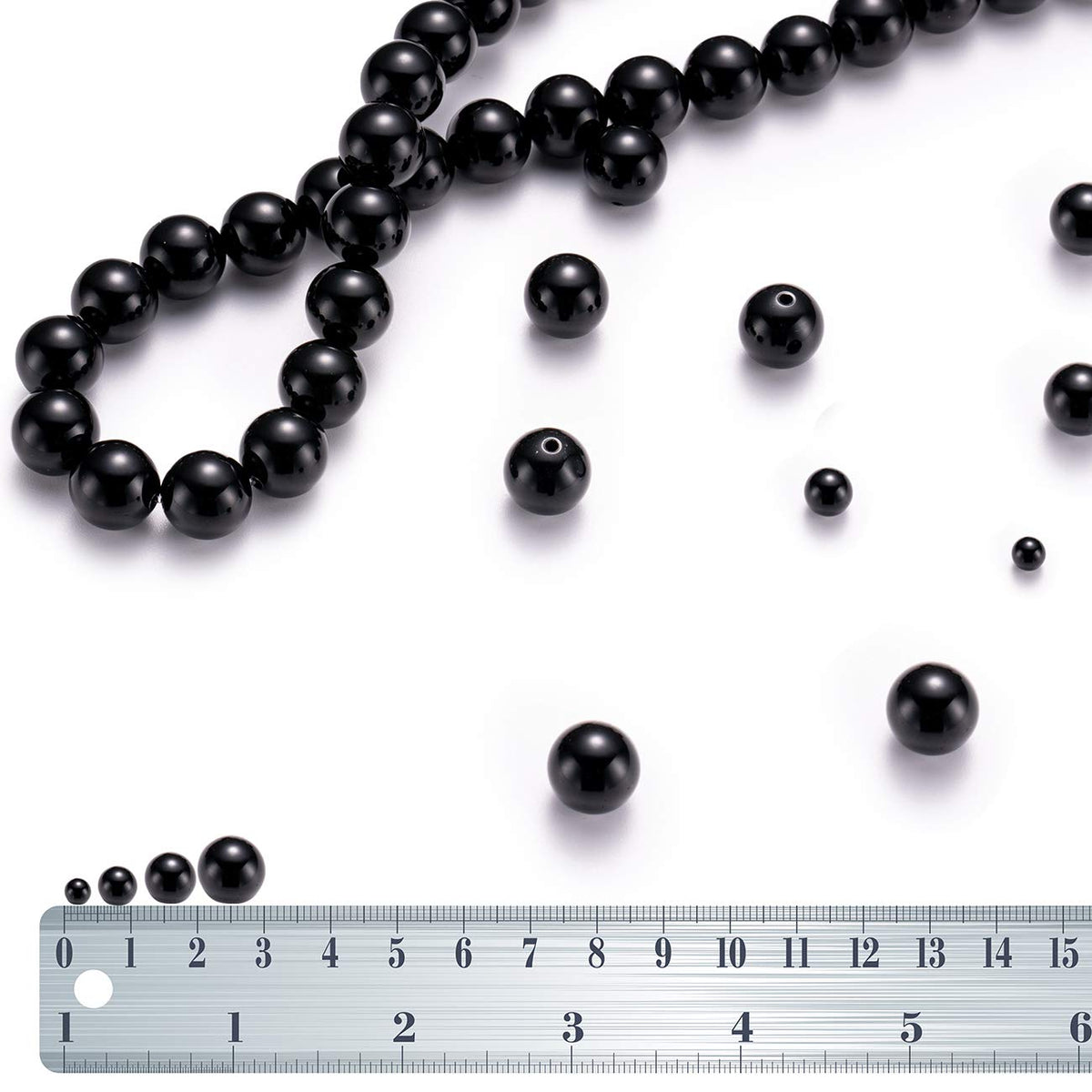 BEADIA Natural Black Onyx Stone Round Loose Semi Gemstone Beads for Jewelry Making 10MM 38PCS