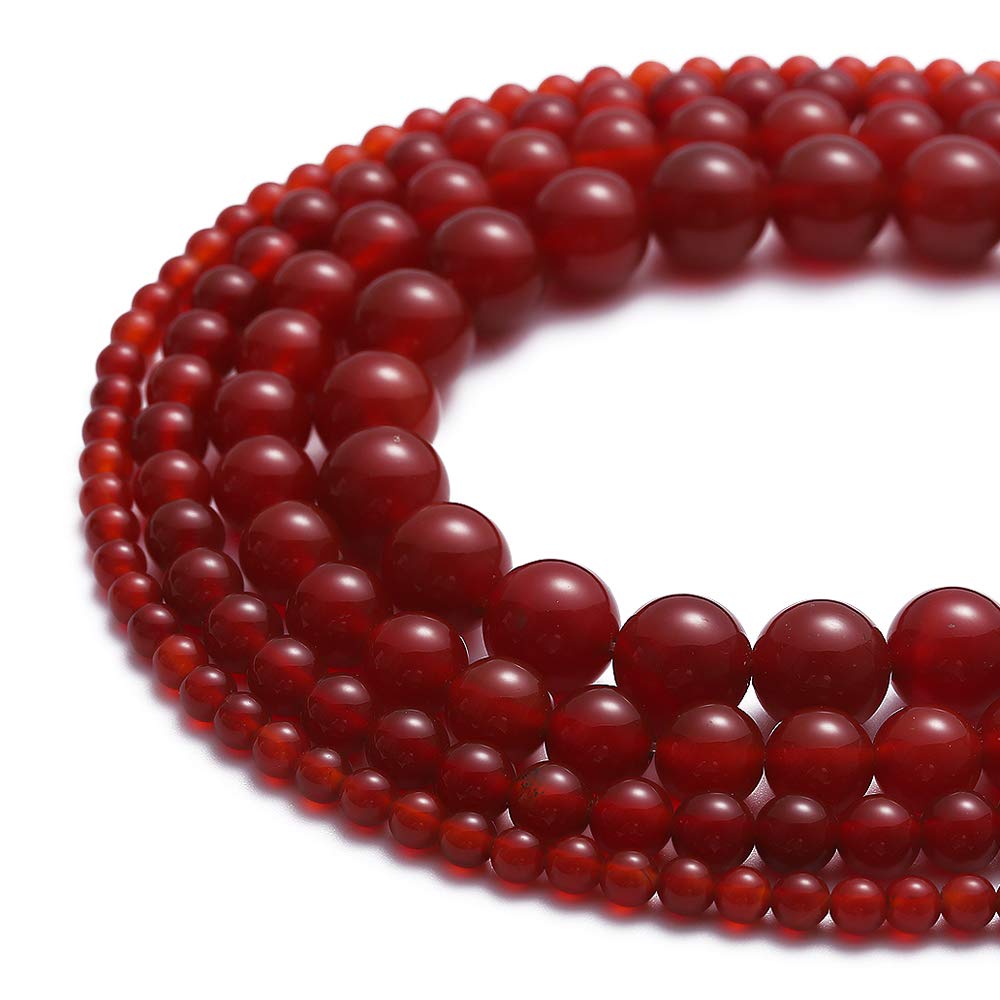 BEADIA Natural Red Agate Stone Round Loose Semi Gemstone Beads for Jewelry Making 4MM 89PCS
