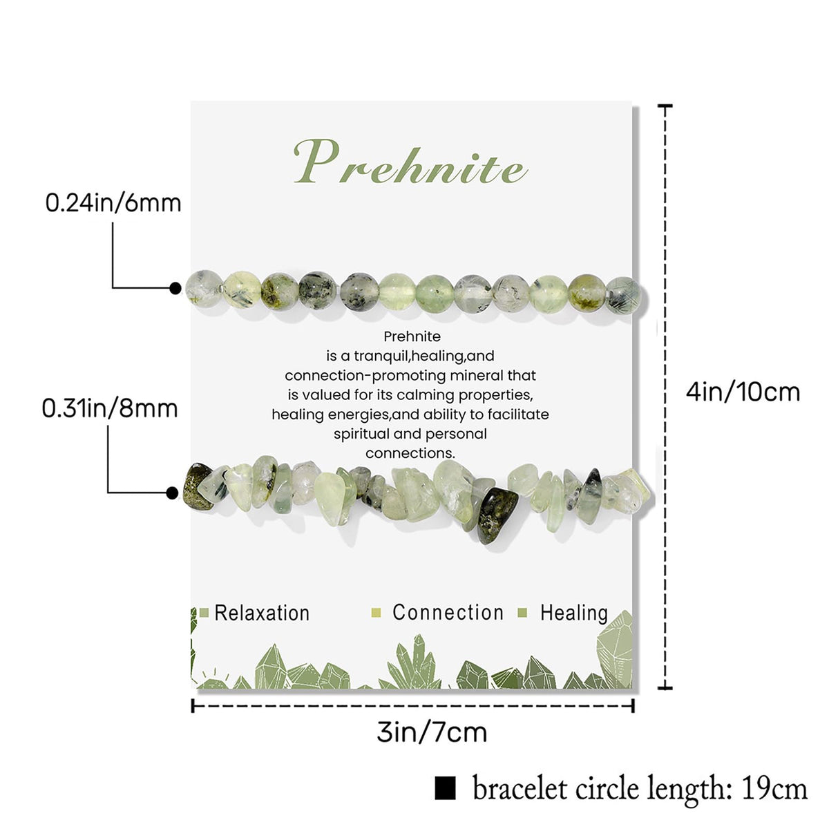 2Pcs Prehnite Bracelet for Women 6mm Handmade Adjustable Prehnite Beaded Bracelet Natural Stone Gemstone Bracelets Prehnite Crystal Bracelet Healing Crystal Bracelet Prehnite Jewelry for Women Men