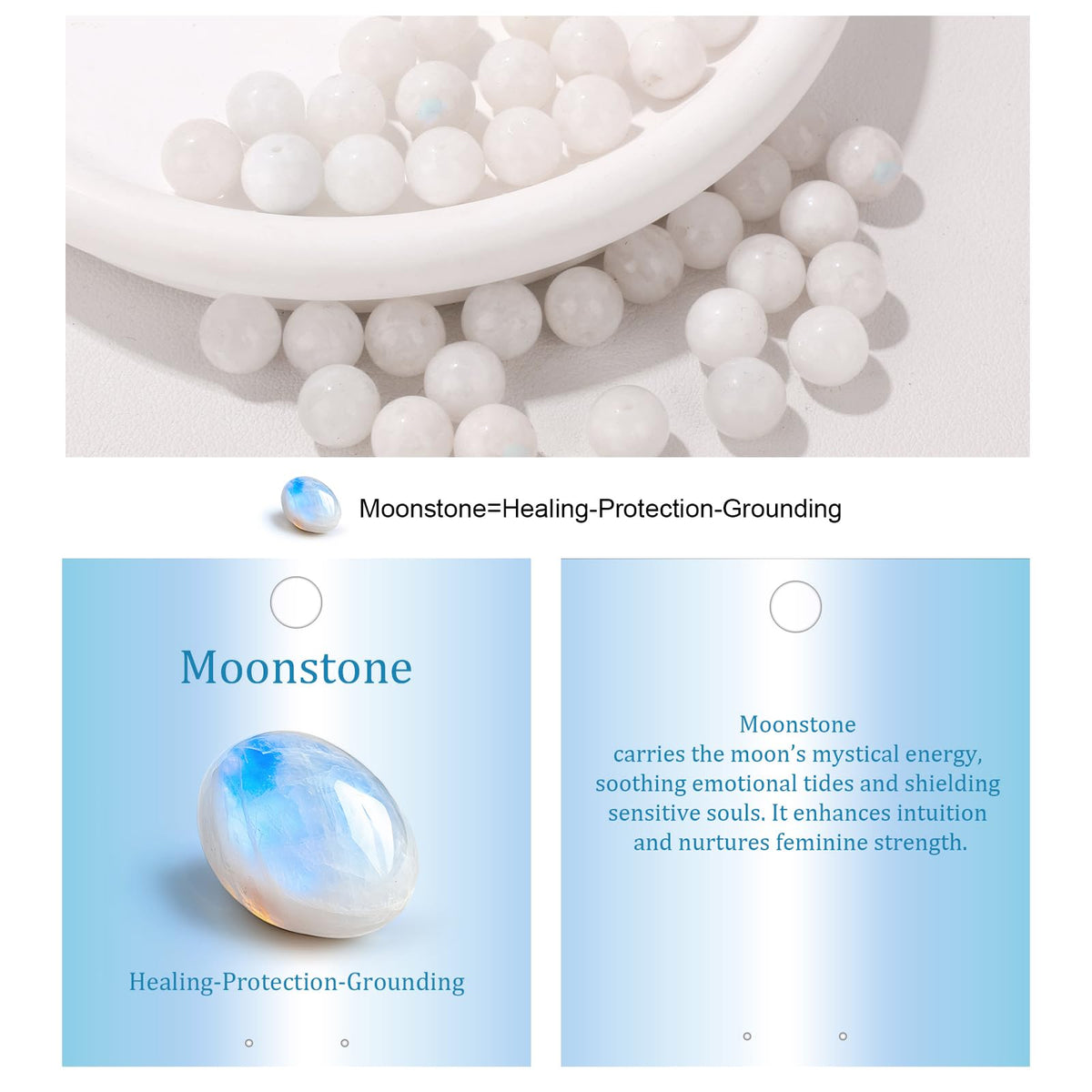 Vinswet 90pcs 4mm Moonstone Natural Stone Beads Round Genuine Real Stone Beading Loose Gemstones DIY Smooth Bead for Bracelet Necklace Earrings Jewelry Making