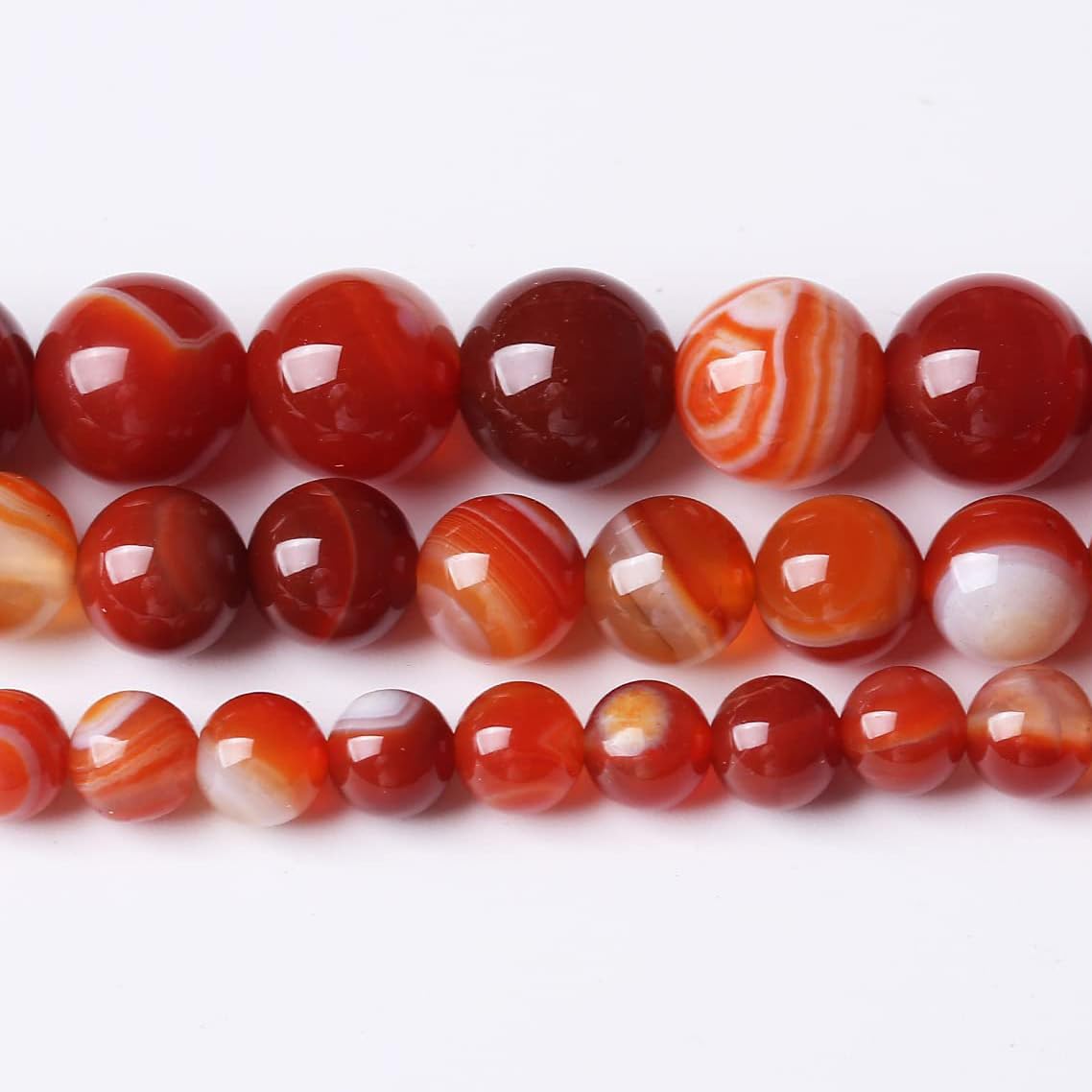 35PCS 10MM Natural Red Carnelian Stripe Agate Stone Beads Energy Healing Beads for DIY Jewelry Bracelet Necklace Making for Jewelry Making15Inch