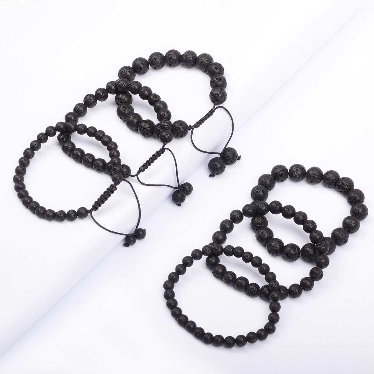 AD Beads Natural Gemstone Round Loose Beads 15" for Bracelet Necklace Earrings Jwelery Making Crafts DIY (10mm, Black Lava Stone)