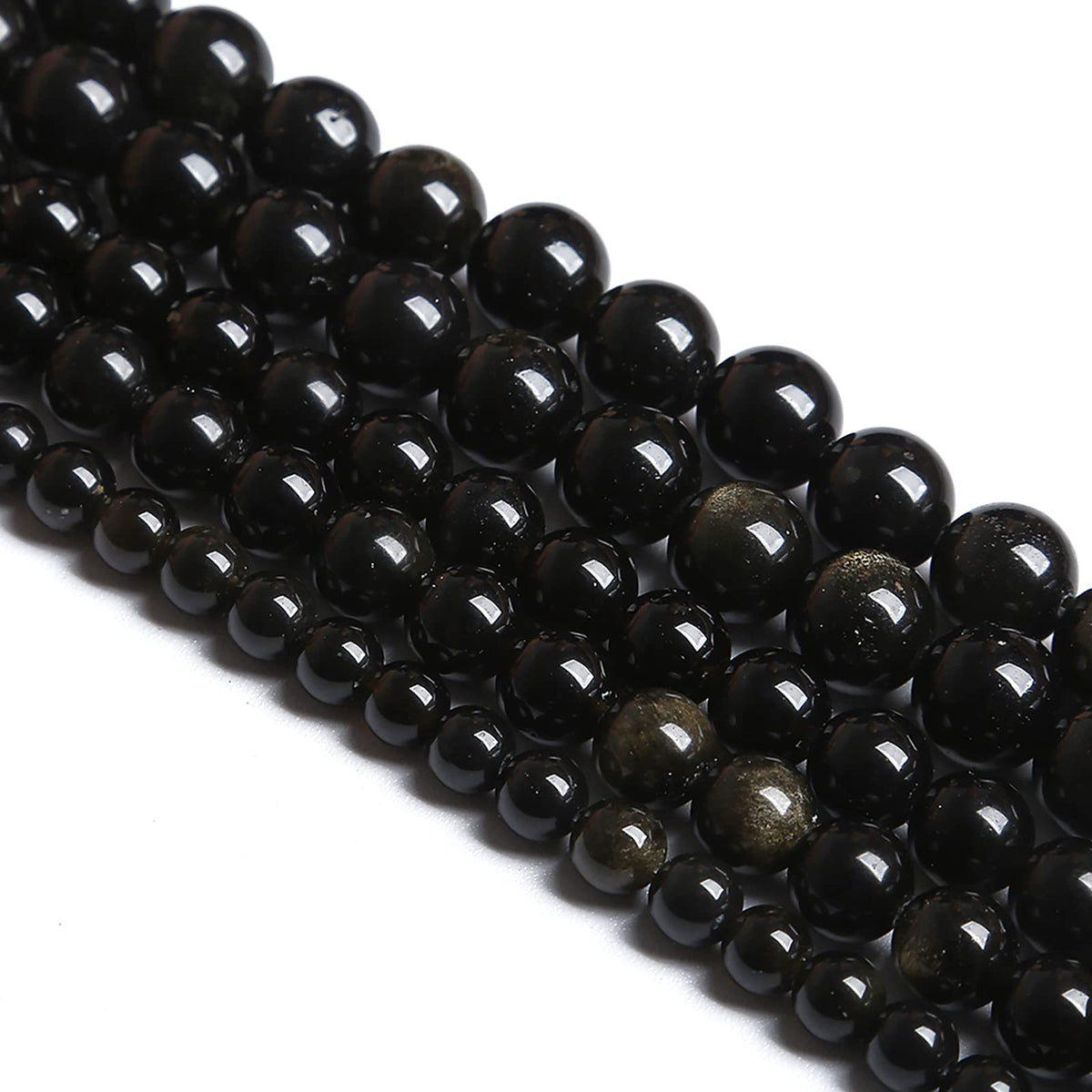 10MM 38PCS Natural Stone Golden Obsidian Loose Spacer Beads for Jewelry Making DIY Bracelet