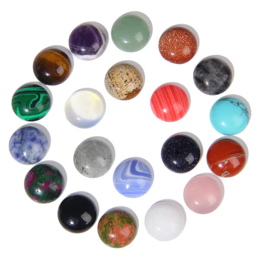 20pcs 4mm Natural Stone No Hole Assorted Colors Semicircle Smooth Cabochons Beads Healing Chakra Crystal Stone Bead for Jewelry Making Rings Earrings Necklace Bracelet DIY Crafts
