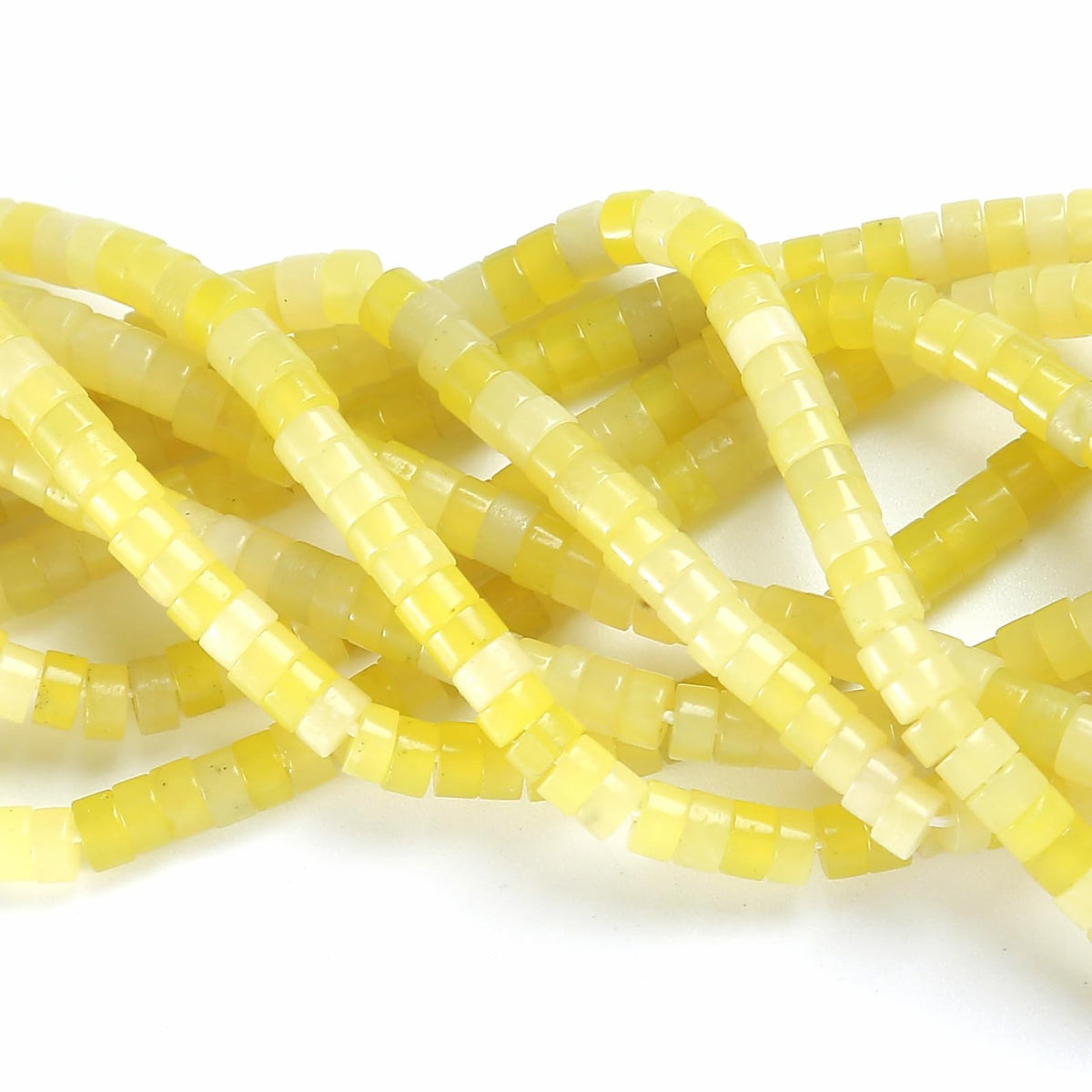 150pcs 2x4mm Natural Lemon Jades Stone Tube Shape Beads Loose Flat Round Cylinder Flat Spacer Green Stone Beads for Bracelet Earrings Jewelry Making