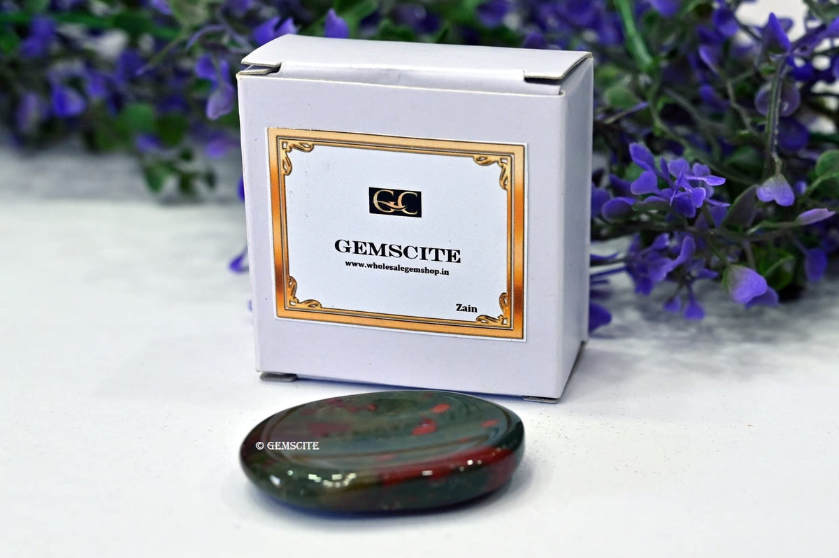 GEMSCITE Bloodstone Thumb Worry Stones Metaphysical Gemstone Crystal Healing Reiki Men Women Gift FENG Shui Positive Energy Love Wellness Palm Stones Wicca Powerful