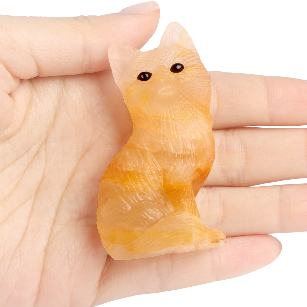 SMQ 2.4" Citrine Crystal Fox Statues and Figurines,Carved Gemstone Fox Animal Carvings Collectible Healing Crystal Stones Sculpture for Home Garden Decor