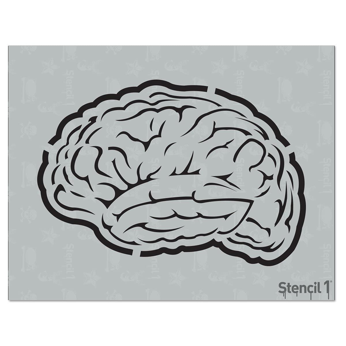 Stencil1 Brain Stencil Durable Quality Reusable Stencils for Painting - Create Stencil Crafts and Decor - Decor on Walls Fabric & Furniture Recyclable Art Craft - 8.5" x 11"
