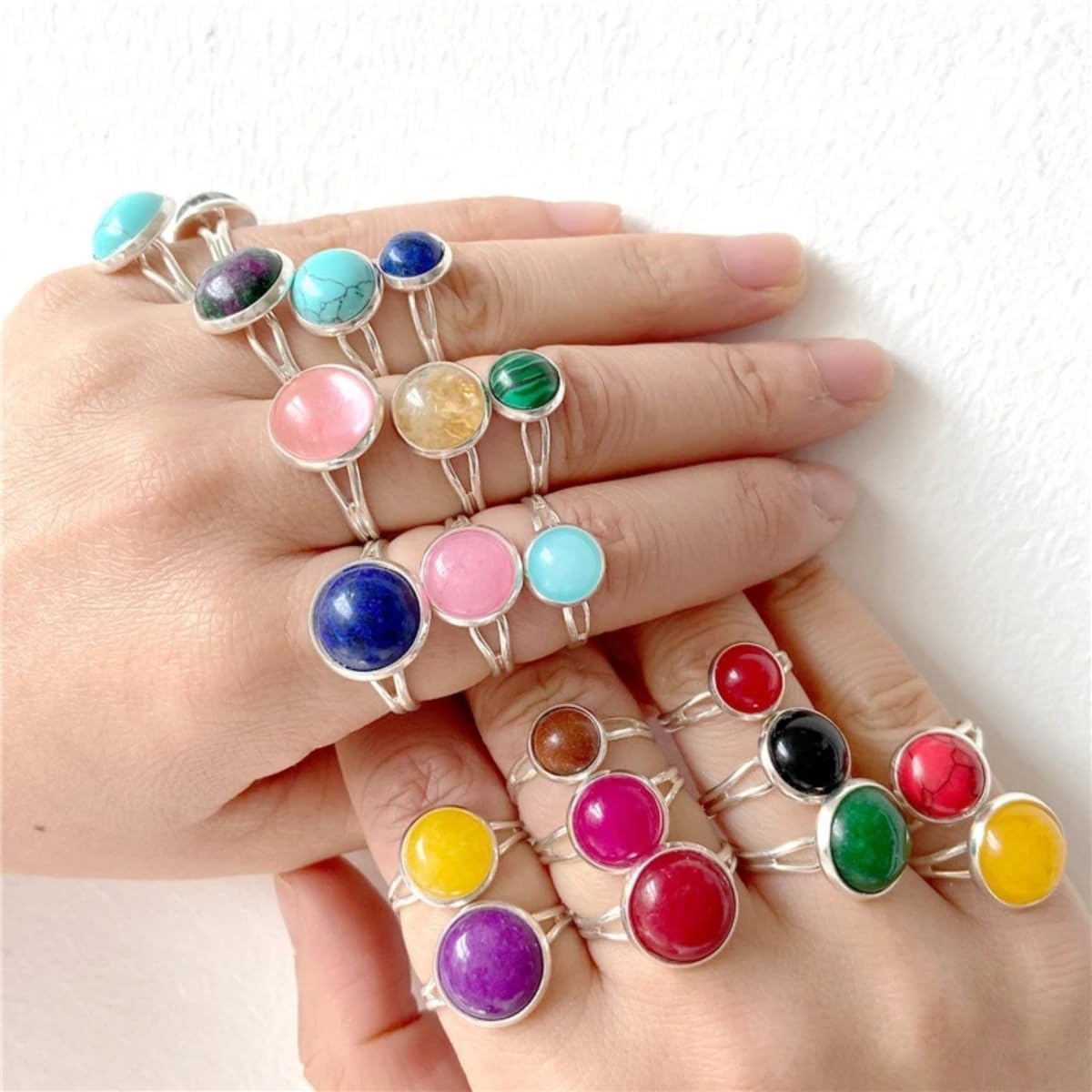 20pcs 16mm Natural Stone No Hole Green Aventurine Semicircle Smooth Cabochons Beads Healing Chakra Crystal Stone Bead for Jewelry Making Rings Earrings Necklace Bracelet DIY Crafts